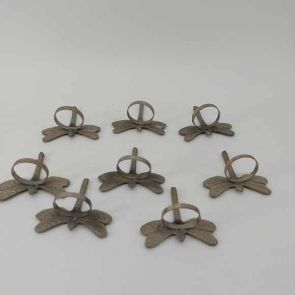 Dragonfly Napkin Rings Pewter? Silver Tone Garden Set of 8 - Picture 6 of 8